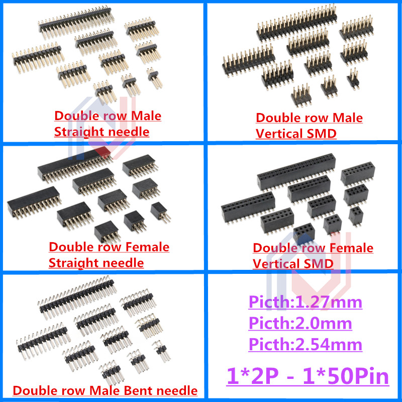 10Pcs 1.27mm 2.0mm 2.54mm 피치 2 - Male Female Header Pin 리뷰 및 가격